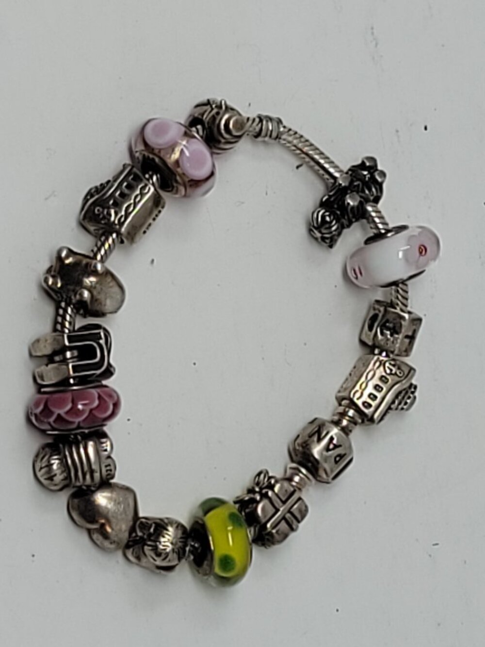 Pandora S925 ALE Sterling Silver Bracelet 11 Charms Included